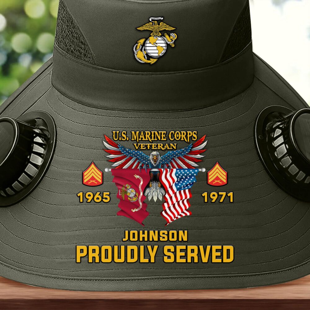 US Marine Corps, Honoring All Who Served - Solar Powered Fan Hat - Image 2