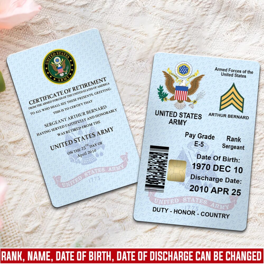 US Army, Honoring All Who Served - Printed Metal Card