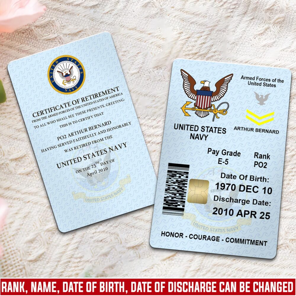 US Navy, E 6 Red - Printed Metal Card