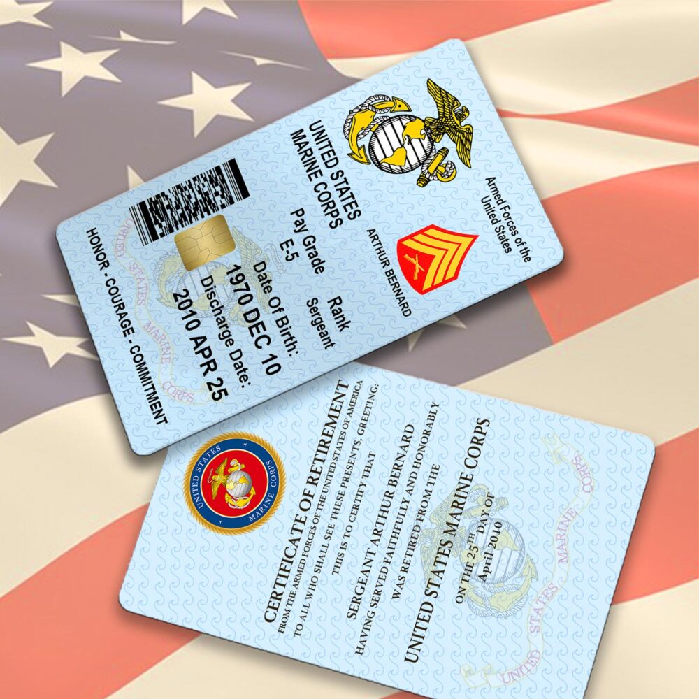 US Marine Corps, E 8 Marines First Sergeant - Printed Metal Card - Image 2