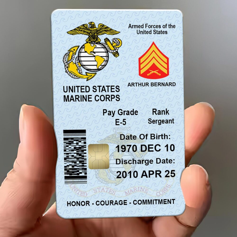 US Marine Corps, E 8 Marines First Sergeant - Printed Metal Card - Image 3