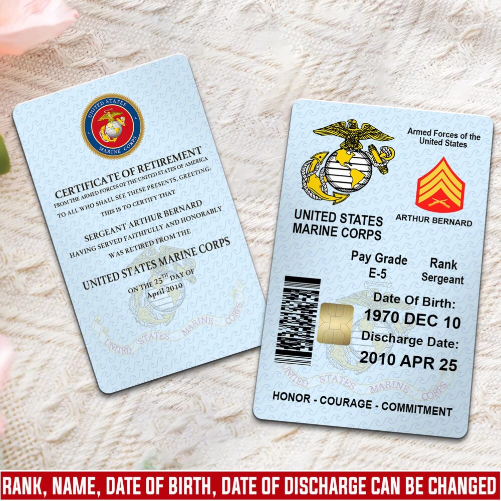 US Marine Corps, E 8 Marines First Sergeant - Printed Metal Card