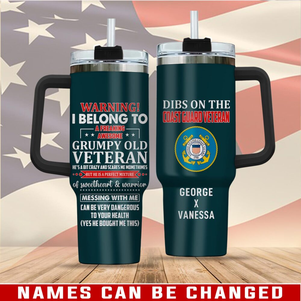 US Coast Guard, E 2 White - Stainless Steel Tumbler 40oz