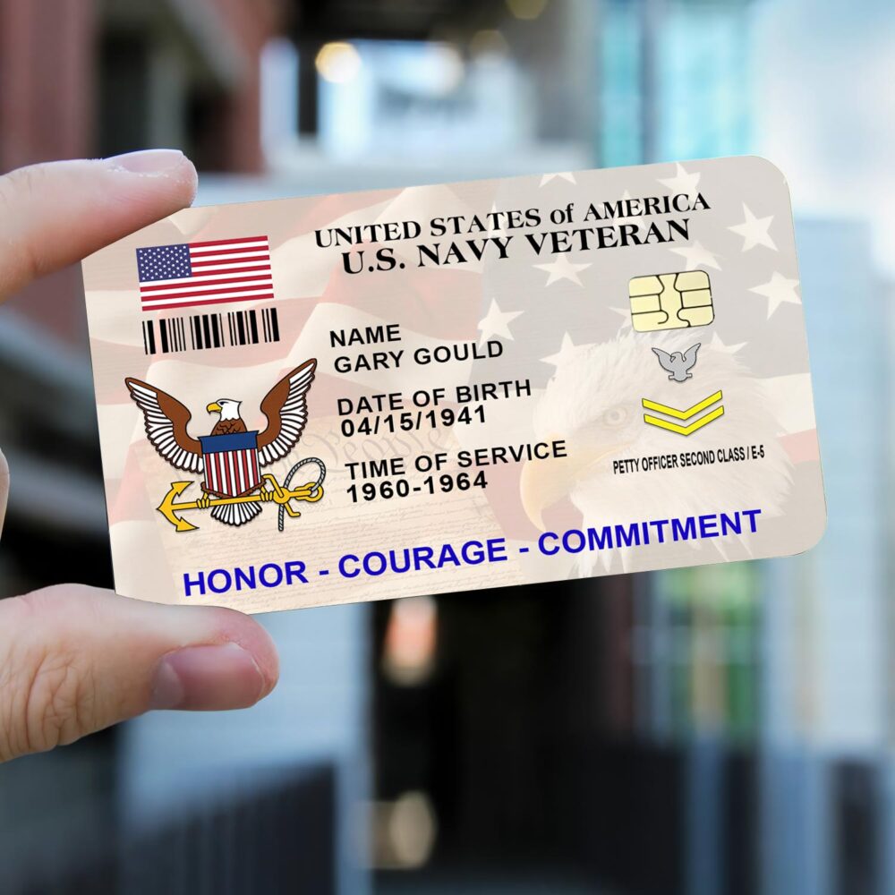 US Navy, Honor - Courage - Commitment - Printed Metal Card - Image 2