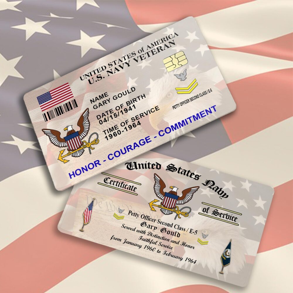 US Navy, Honor - Courage - Commitment - Printed Metal Card - Image 3