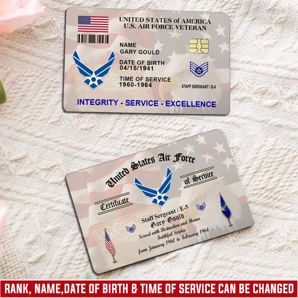 US Air Force , Honoring All Who Served - Printed Metal Card