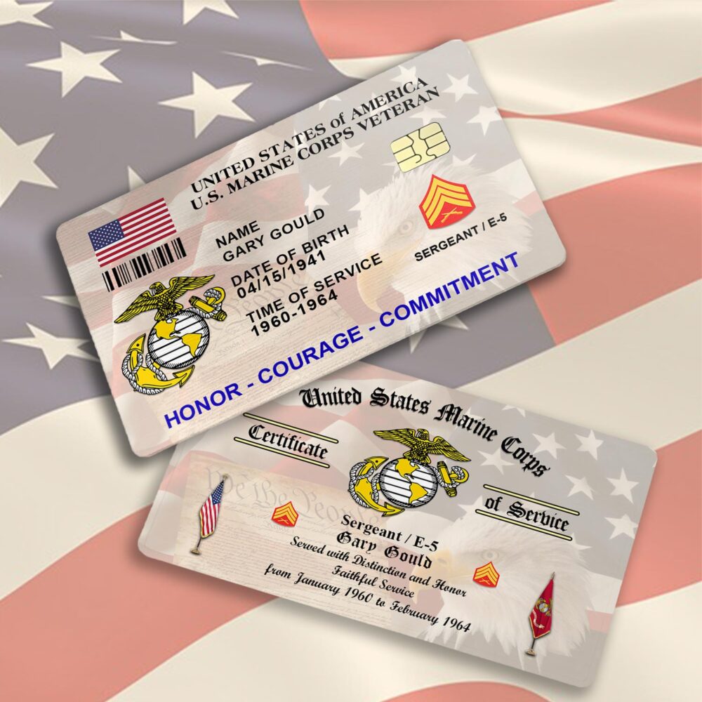 US Marine Corps, E 9 Marines Sergeant Major - Printed Metal Card - Image 3