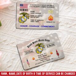 US Marine Corps, E 9 Marines Sergeant Major - Printed Metal Card