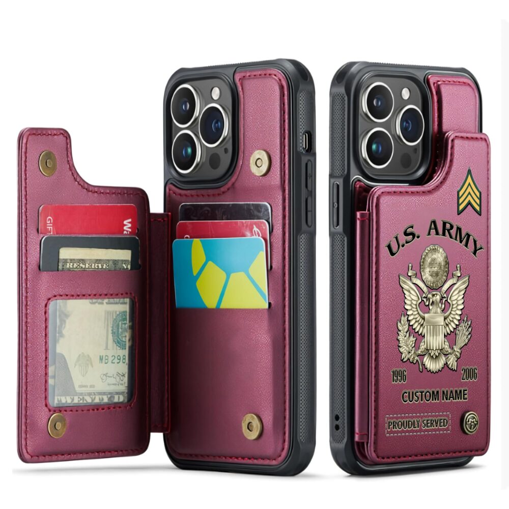 US Army, Honor, Duty, Service - Leather Flip Phone Case - Image 4