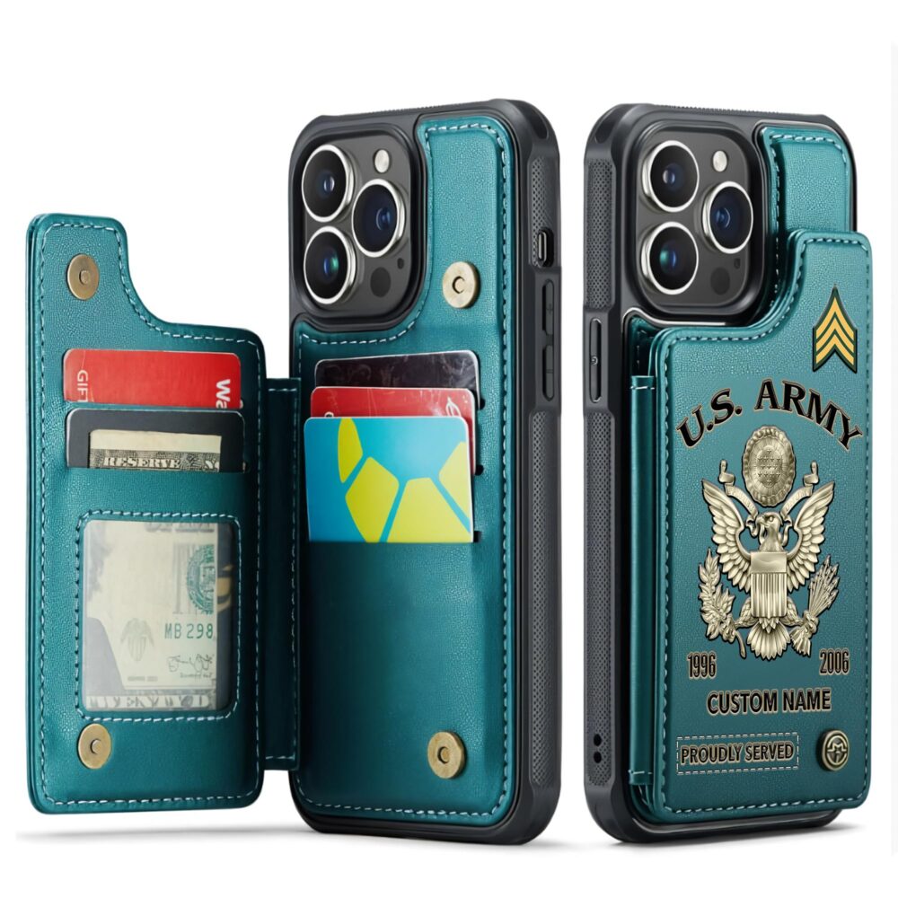 US Army, Honor, Duty, Service - Leather Flip Phone Case - Image 5