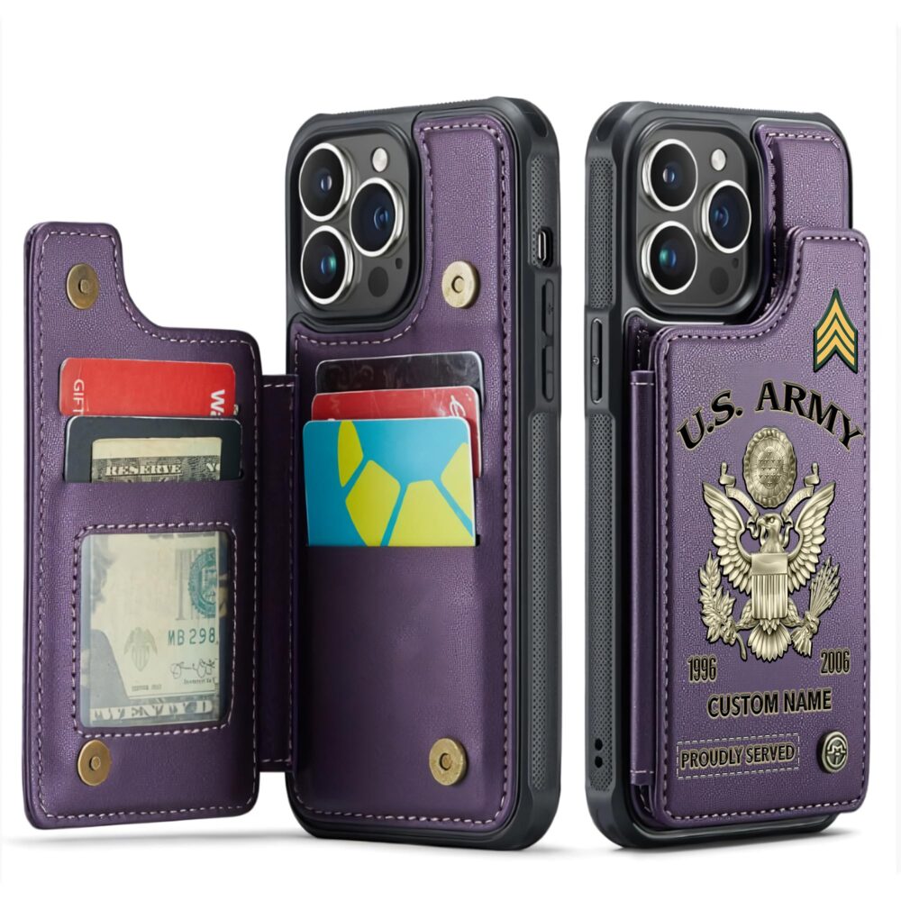 US Army, Honor, Duty, Service - Leather Flip Phone Case - Image 6