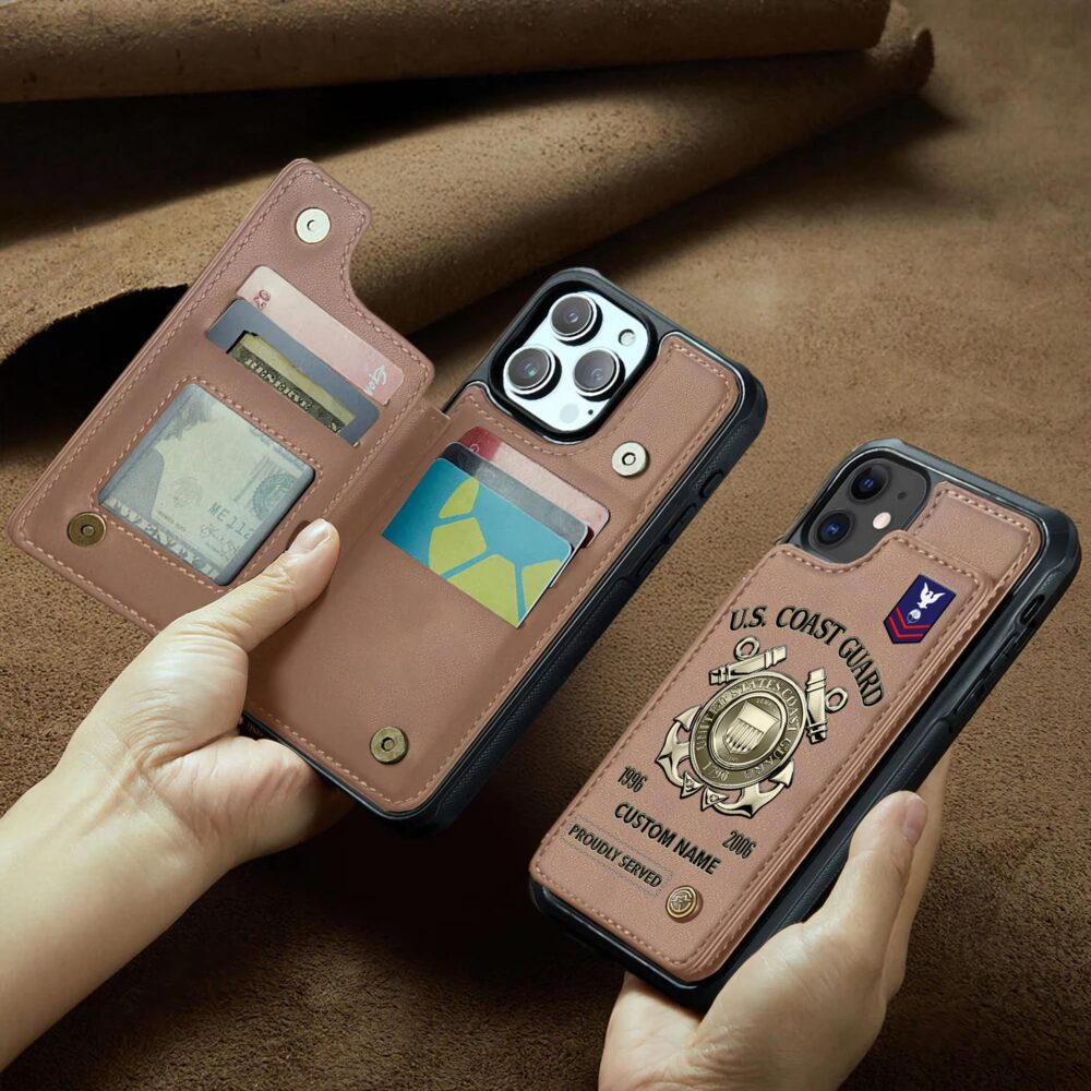 US Coast Guard, I Walked The Walk - Leather Flip Phone Case - Image 2