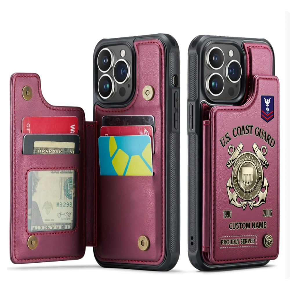 US Coast Guard, I Walked The Walk - Leather Flip Phone Case - Image 4