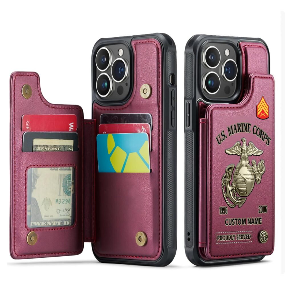 US Marine Corps, Never Retreat, Never Surrender - Leather Flip Phone Case - Image 4