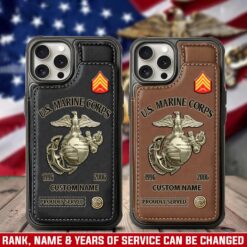 US Marine Corps, Never Retreat, Never Surrender - Leather Flip Phone Case