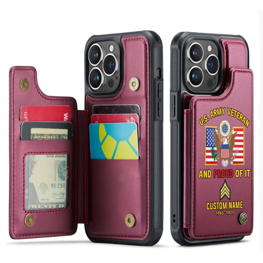 US Army, E 8 Army Master Sergeant - Leather Flip Phone Case - Image 4