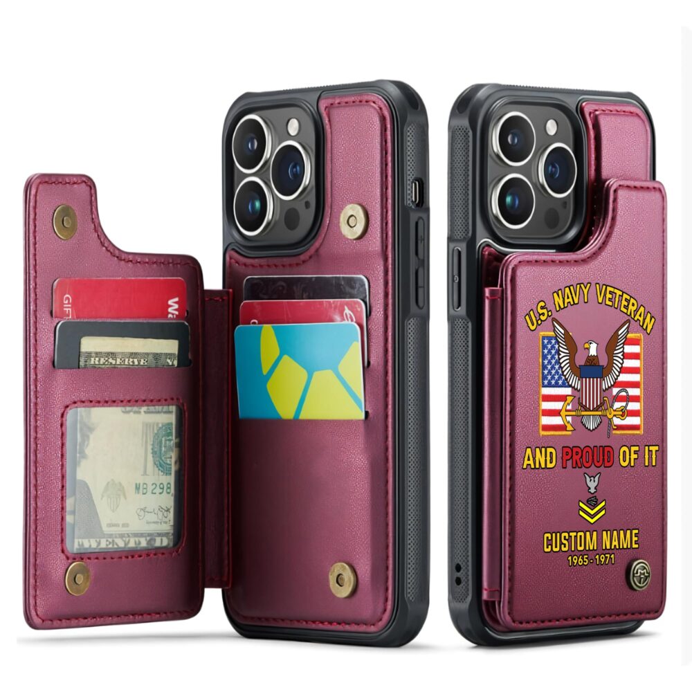 US Navy, Proud To Have Served - Leather Flip Phone Case - Image 4
