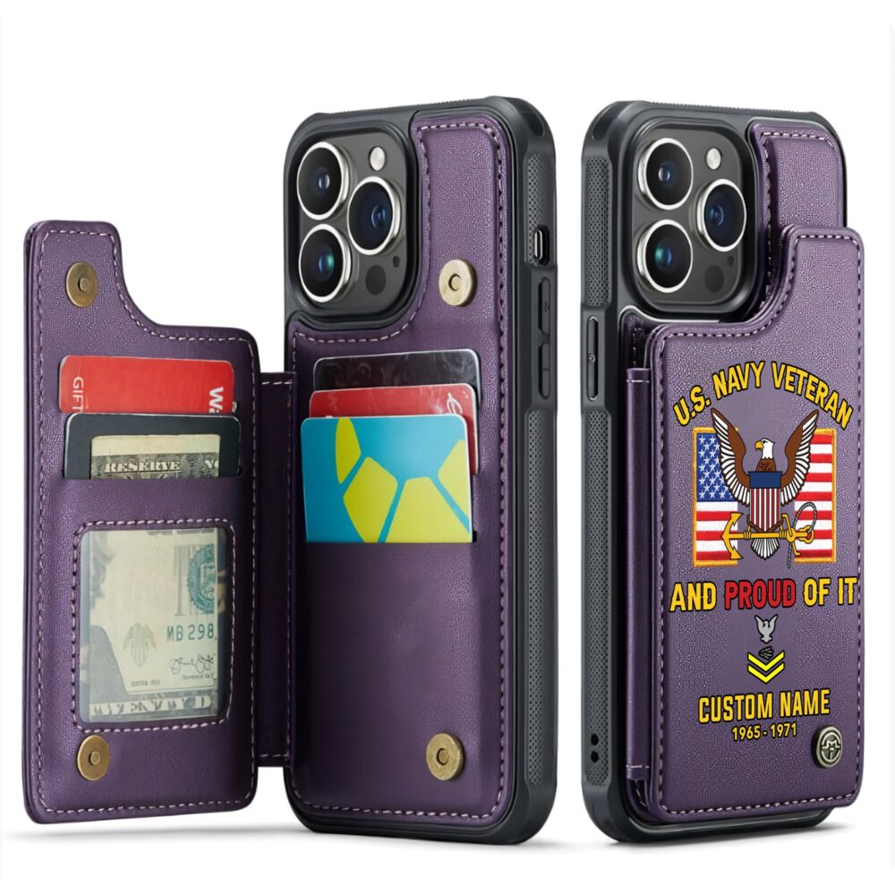 US Navy, Proud To Have Served - Leather Flip Phone Case - Image 6