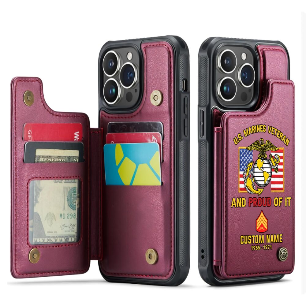 US Marine Corps, Once A Marine, Always A Marine - Leather Flip Phone Case - Image 4