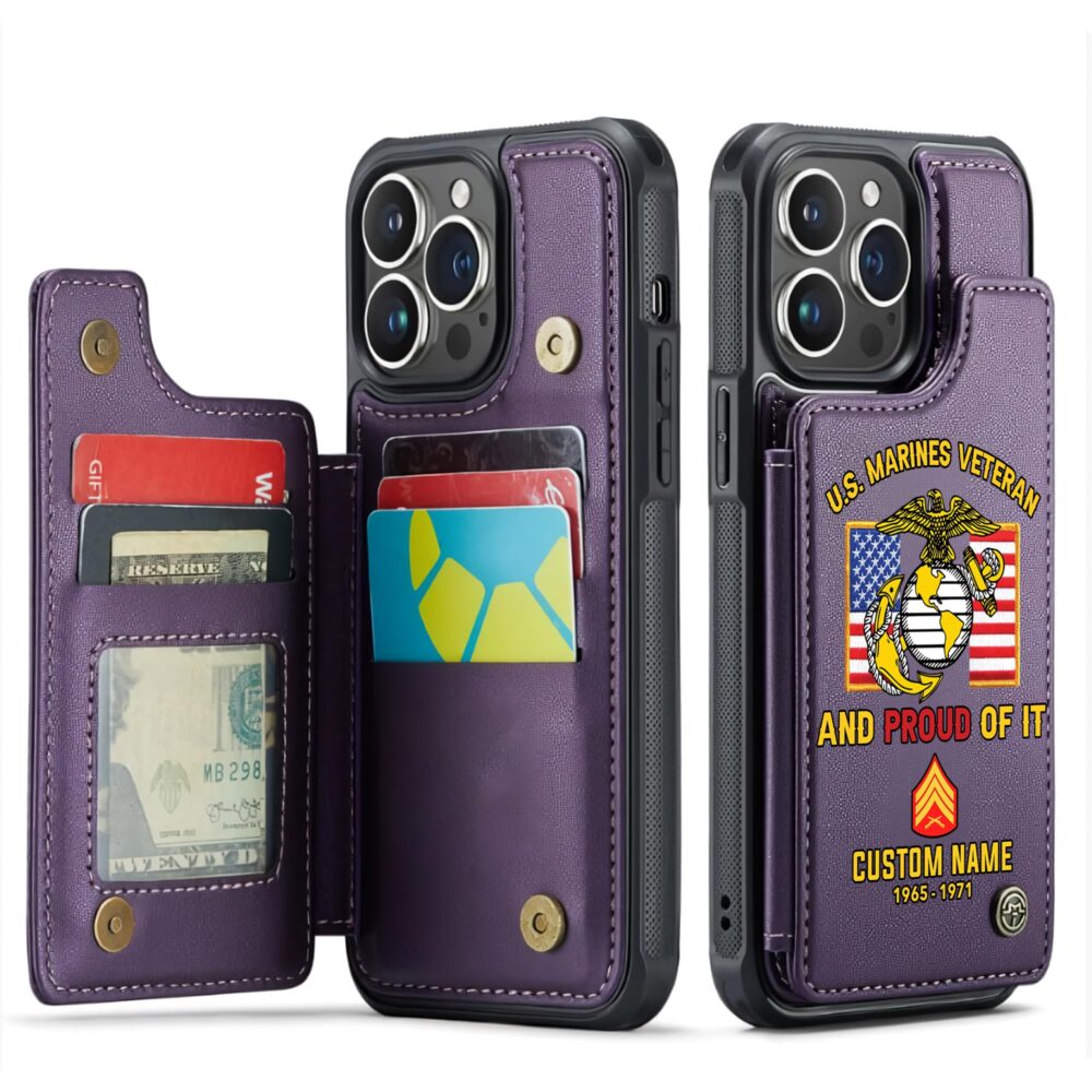 US Marine Corps, Once A Marine, Always A Marine - Leather Flip Phone Case - Image 6