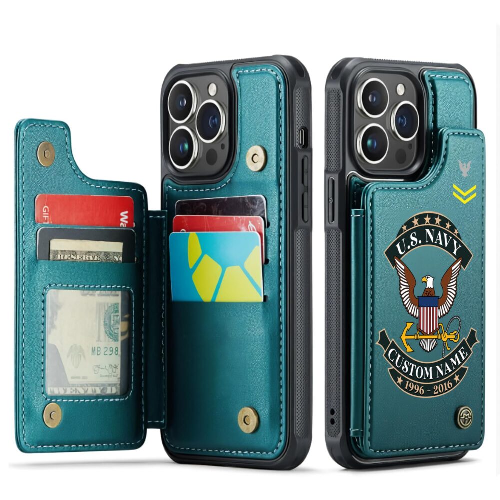 US Navy, E 9 Gold - Leather Flip Phone Case - Image 5