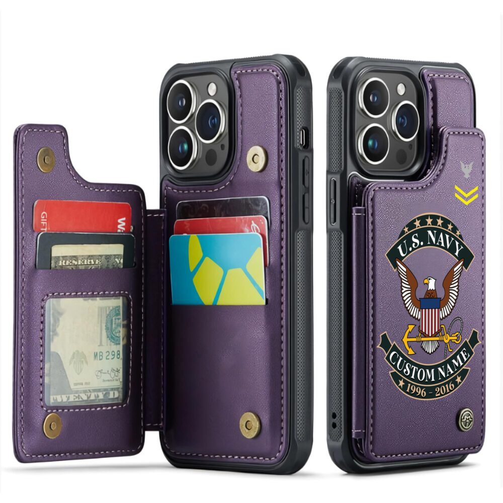 US Navy, E 9 Gold - Leather Flip Phone Case - Image 6