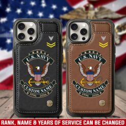 US Navy, E 9 Gold - Leather Flip Phone Case