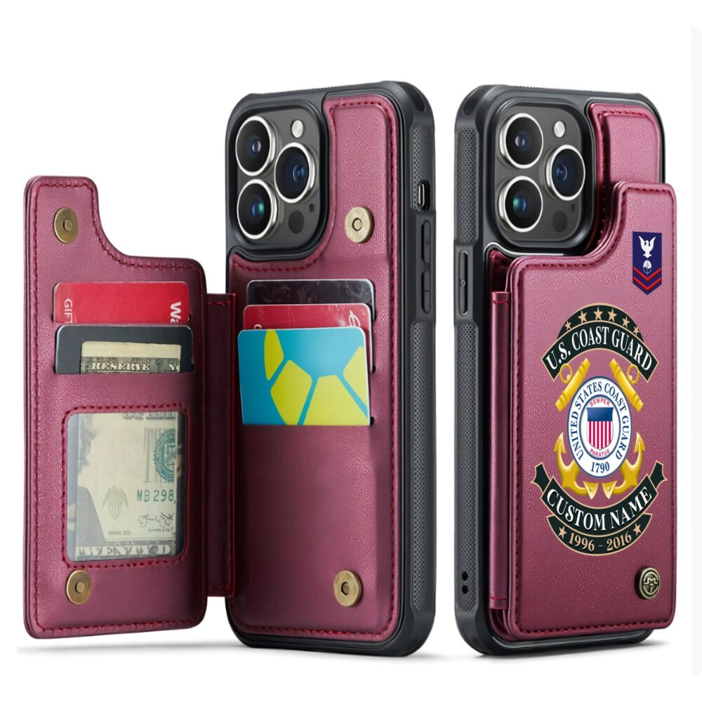 US Coast Guard, E 3 Red - Leather Flip Phone Case - Image 4
