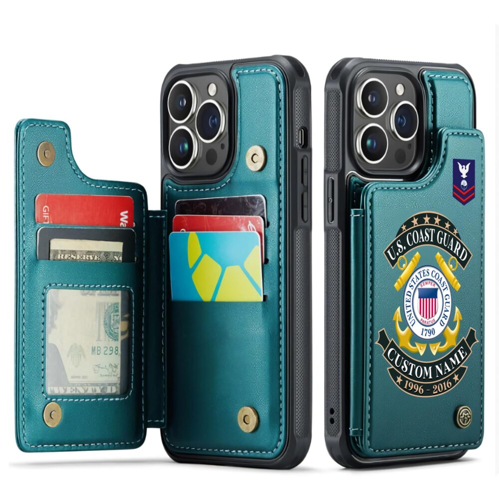 US Coast Guard, E 3 Red - Leather Flip Phone Case - Image 5