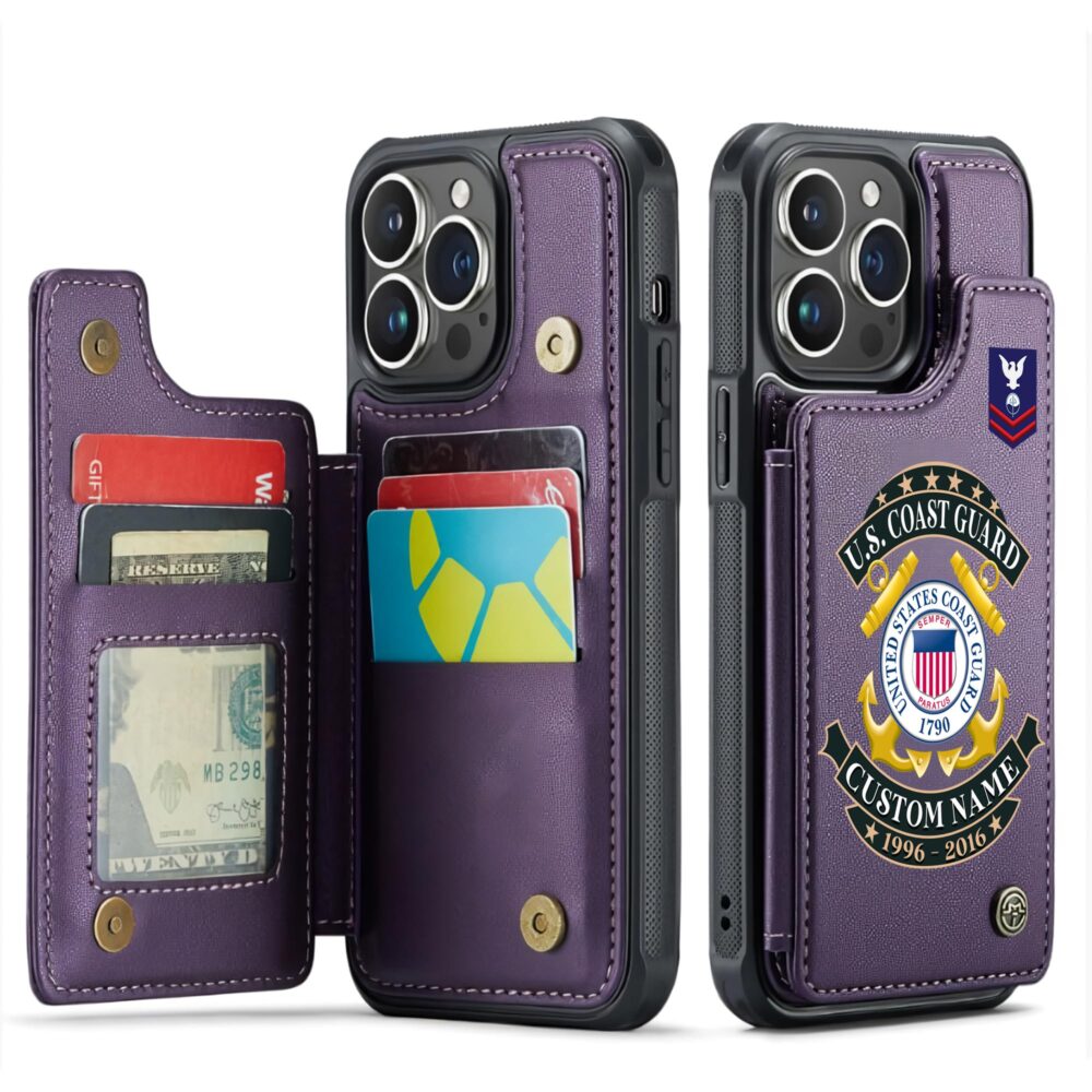 US Coast Guard, E 3 Red - Leather Flip Phone Case - Image 6