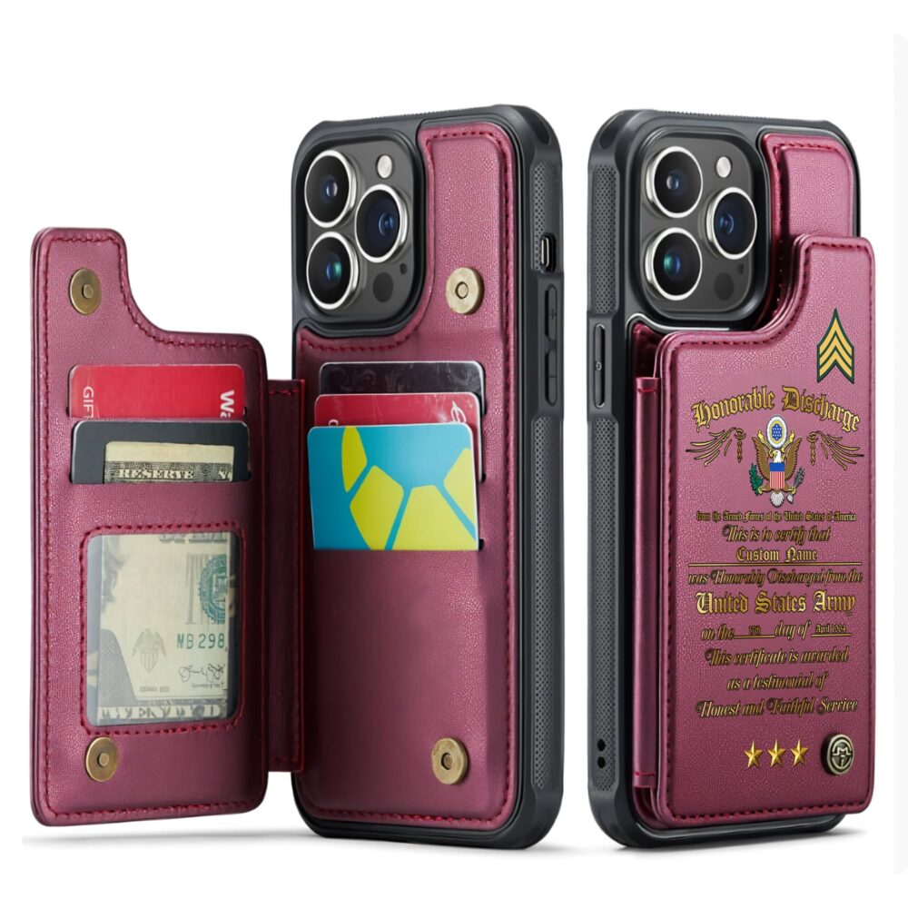 US Army, Served With Pride - Leather Flip Phone Case - Image 4