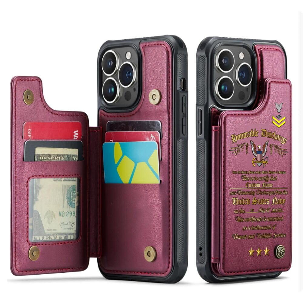 US Navy, No One Gets Left Behind - Leather Flip Phone Case - Image 4