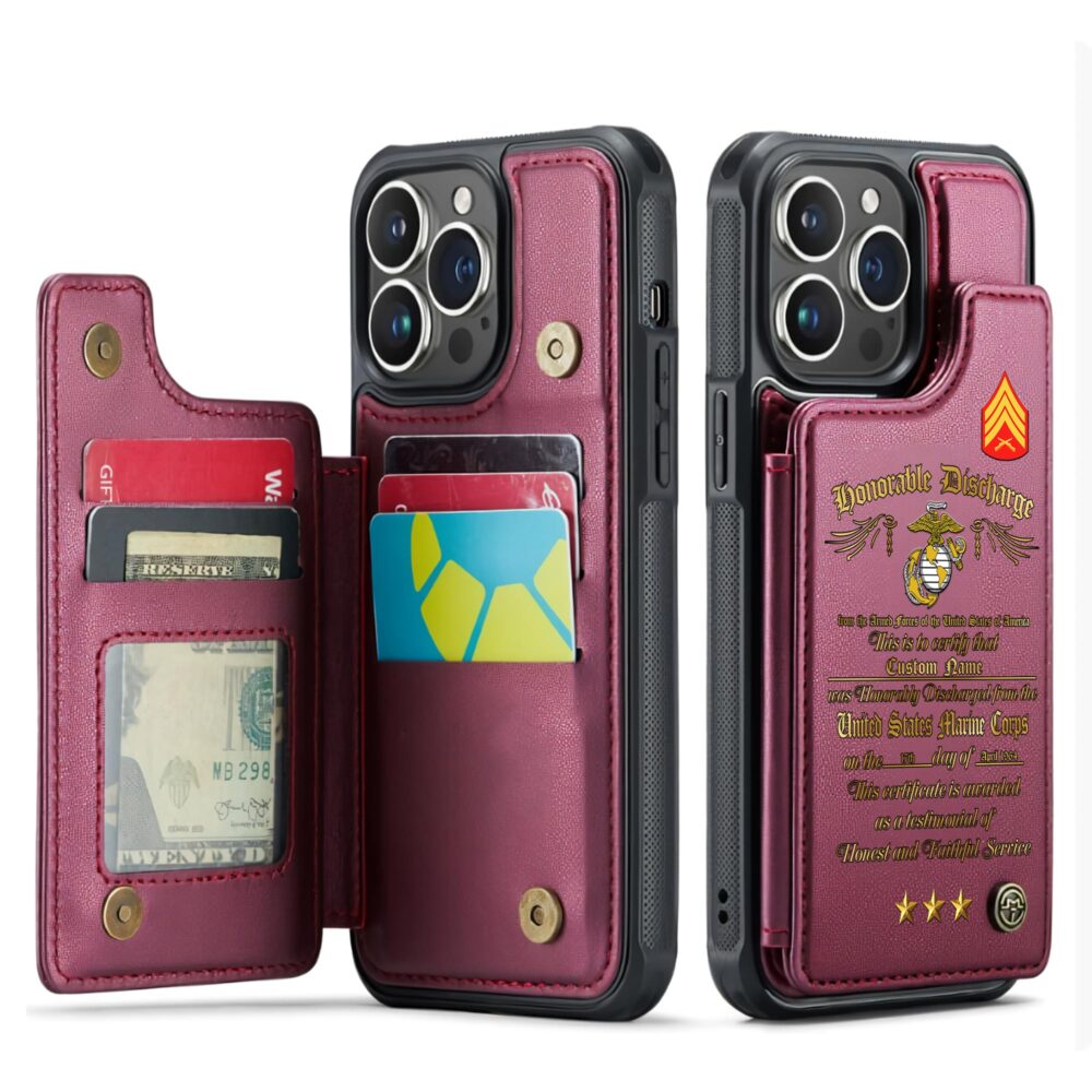US Marine Corps, Duty, Honor, Country - Leather Flip Phone Case - Image 4