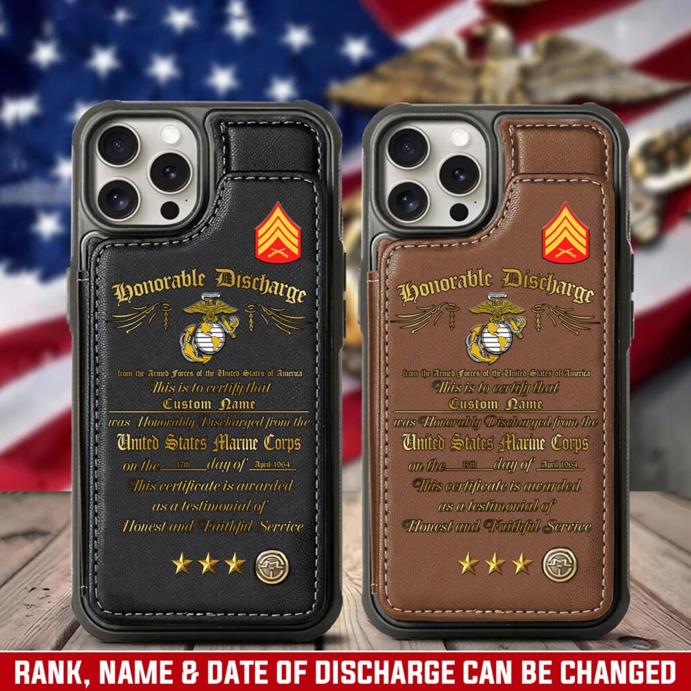 US Marine Corps, Duty, Honor, Country - Leather Flip Phone Case
