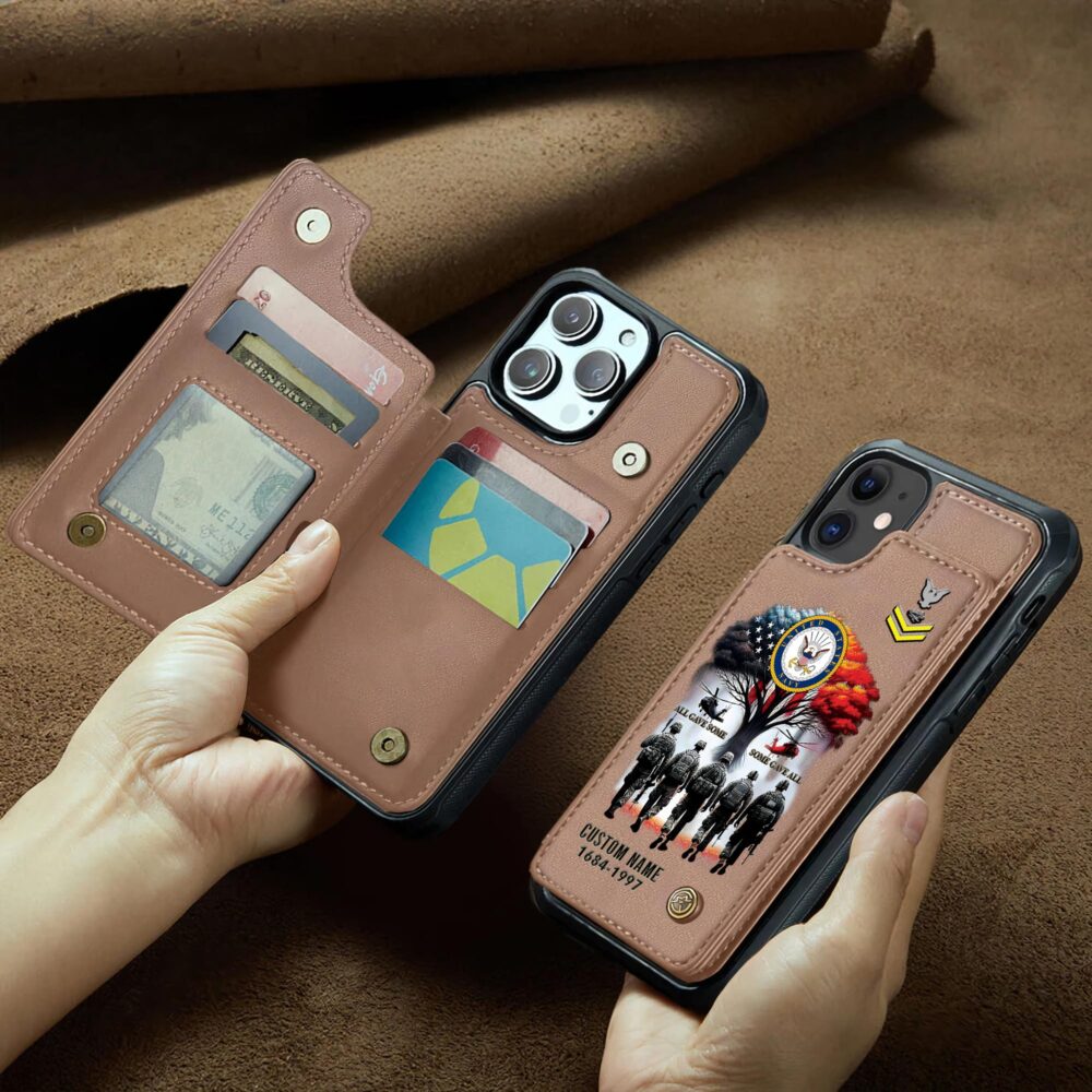 US Navy, Defender of Freedom - Leather Flip Phone Case - Image 2