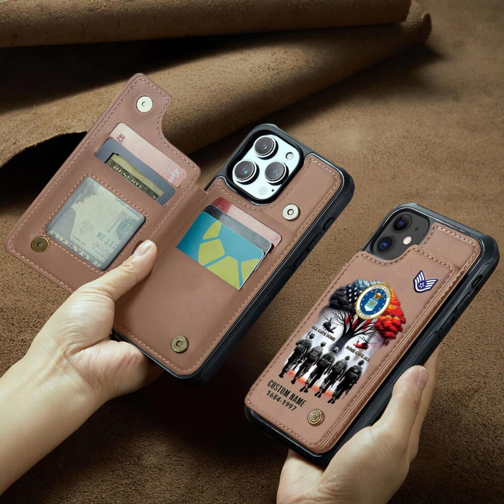 US Air Force , E 3 Air Force Airman First Class - Leather Flip Phone Case - Image 2