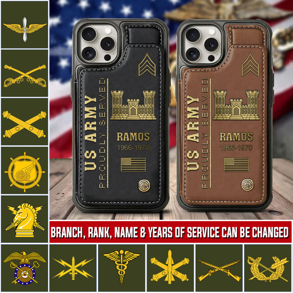 Army Branch, E 7 Army Master Specialist - Leather Flip Phone Case
