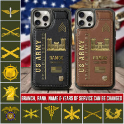 Army Branch, E 7 Army Master Specialist - Leather Flip Phone Case