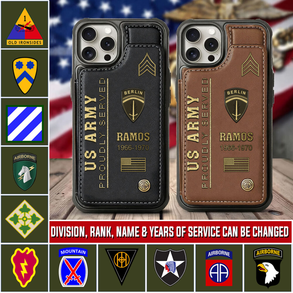 Army Division, Remember - Honor - Respect - Leather Flip Phone Case