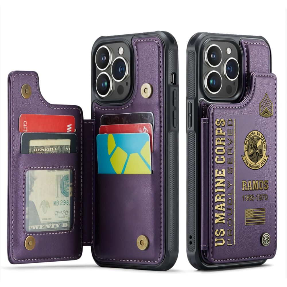 Marine Battalion, Honor, Duty, Service - Leather Flip Phone Case - Image 6