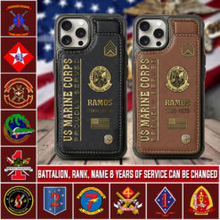 Marine Battalion, Honor, Duty, Service - Leather Flip Phone Case