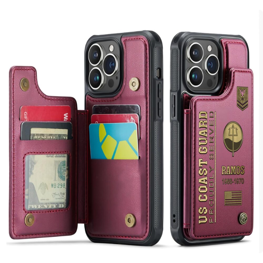 Coast Guard Rating, E 4 Gold - Leather Flip Phone Case - Image 4