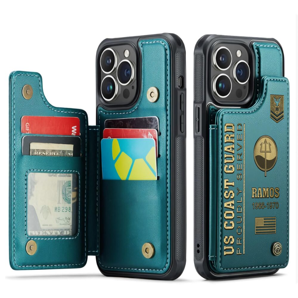 Coast Guard Rating, E 4 Gold - Leather Flip Phone Case - Image 5