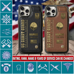 Coast Guard Rating, E 4 Gold - Leather Flip Phone Case