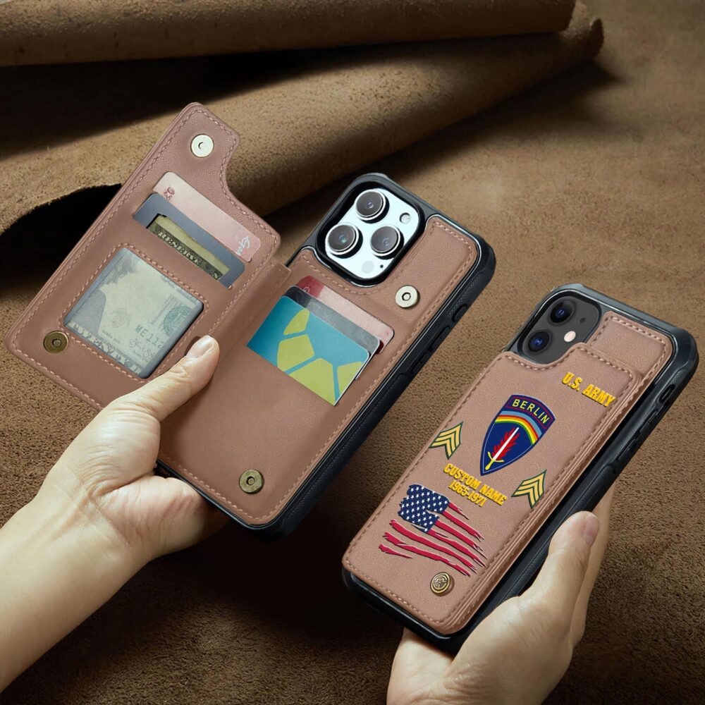 Army Division, Honor, Duty, Service - Leather Flip Phone Case - Image 2