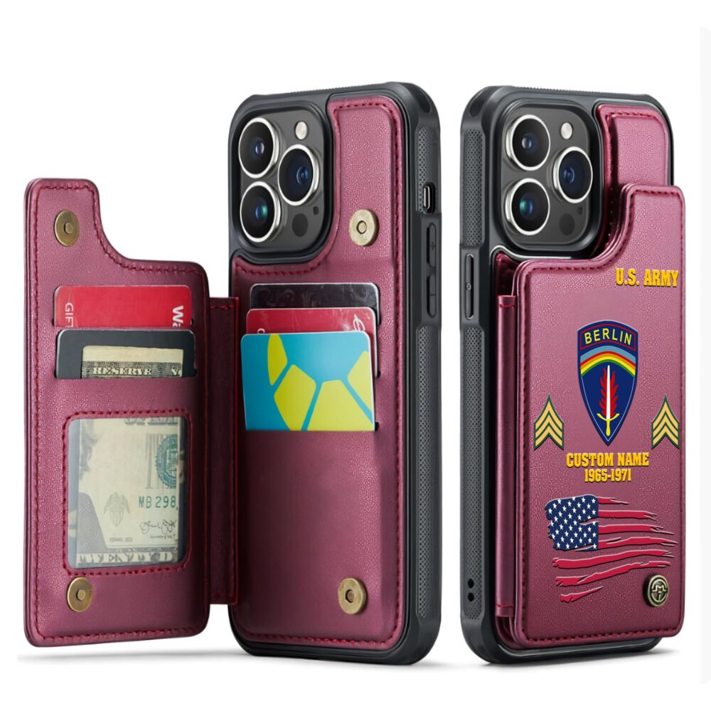Army Division, Honor, Duty, Service - Leather Flip Phone Case - Image 4