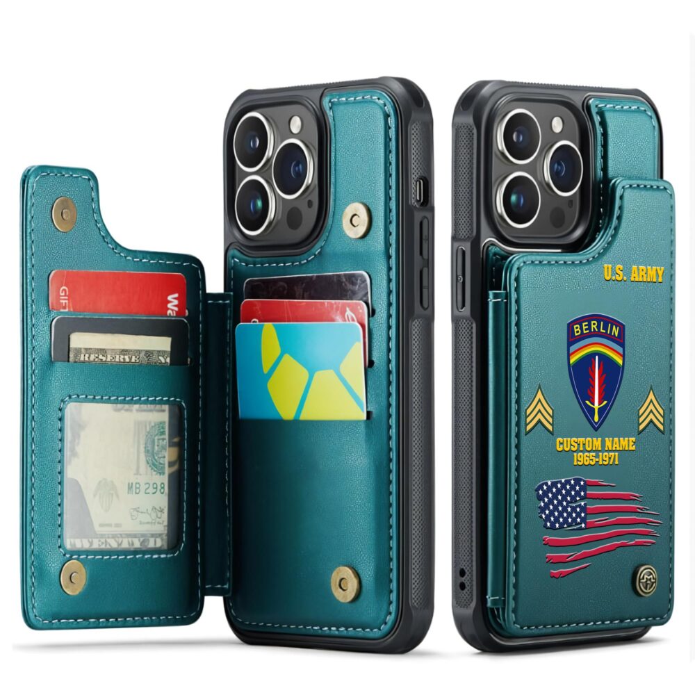 Army Division, Honor, Duty, Service - Leather Flip Phone Case - Image 5