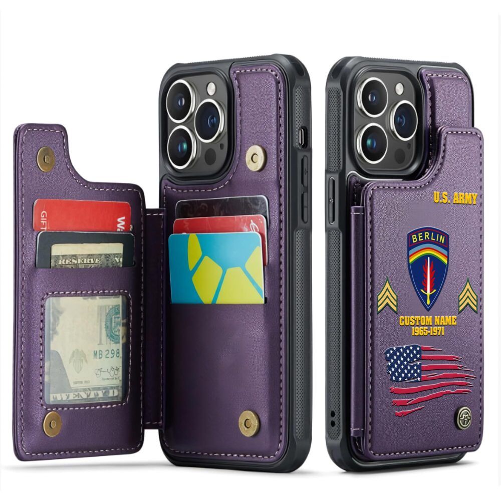 Army Division, Honor, Duty, Service - Leather Flip Phone Case - Image 6