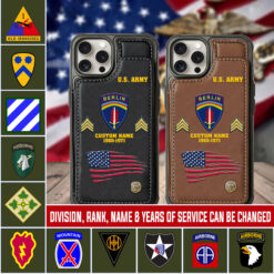 Army Division, Honor, Duty, Service - Leather Flip Phone Case