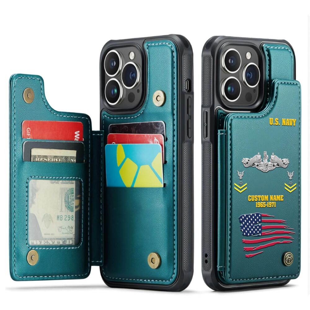 Navy Badge, Anchors Aweigh - Leather Flip Phone Case - Image 5